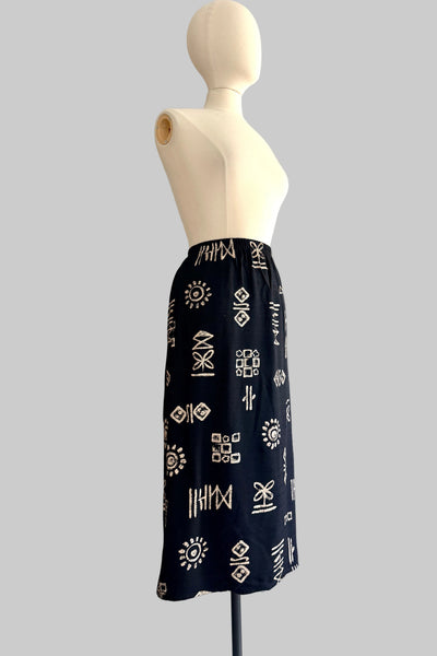 Vintage Printed Midi Skirt