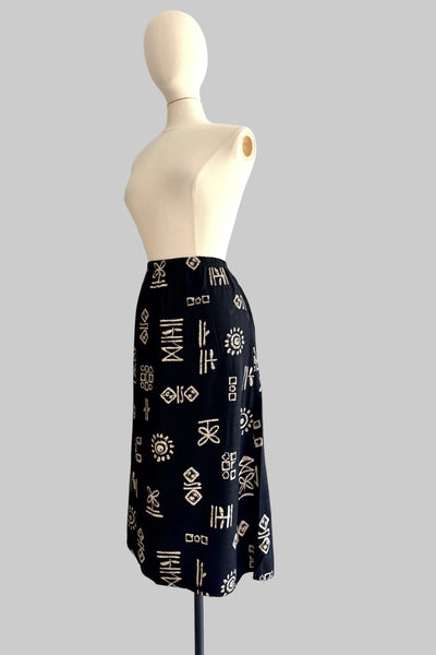 Vintage Printed Midi Skirt