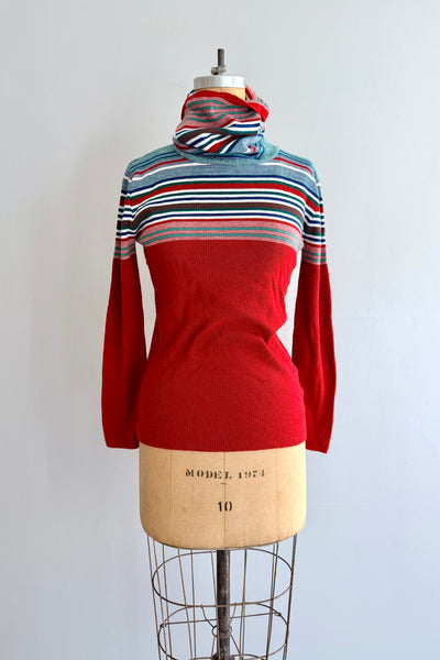 Vintage 1970s Cowl Neck Striped weater