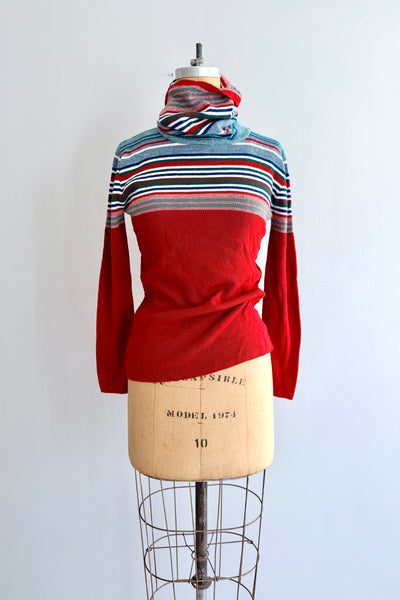 Vintage 1970s Cowl Neck Striped weater