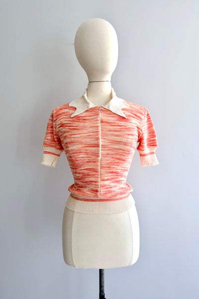 Vintage Space Dye Cropped Knit Sweater