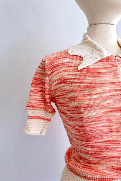 Vintage Space Dye Cropped Knit Sweater