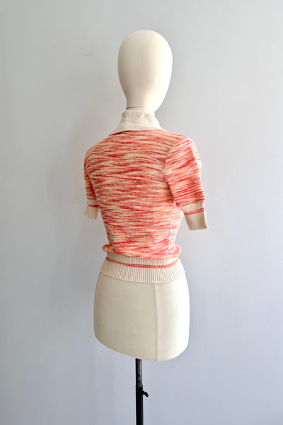 Vintage Space Dye Cropped Knit Sweater