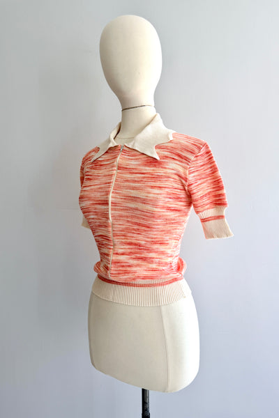 Vintage Space Dye Cropped Knit Sweater