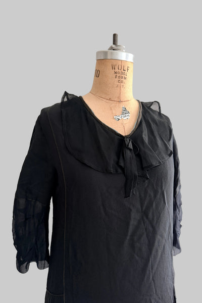 Antique 1920s Black Fringed Flapper Dress