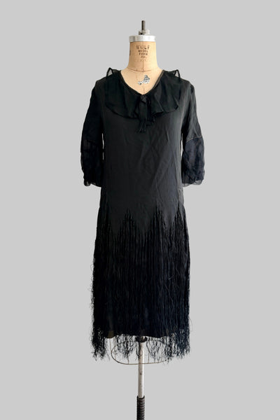 Antique 1920s Black Fringed Flapper Dress
