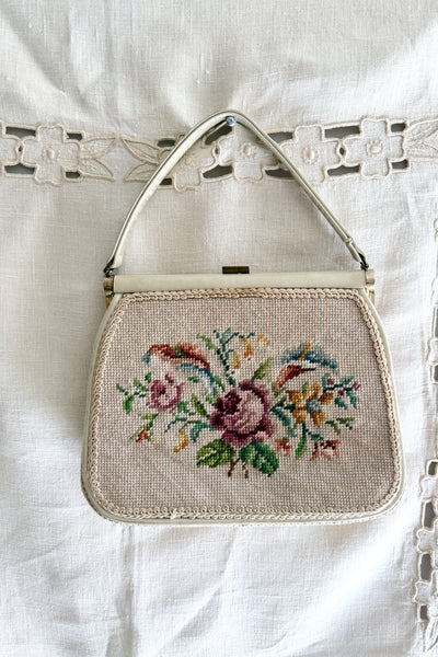 Vintage 1950s Needlepoint Tapestry Purse Bga