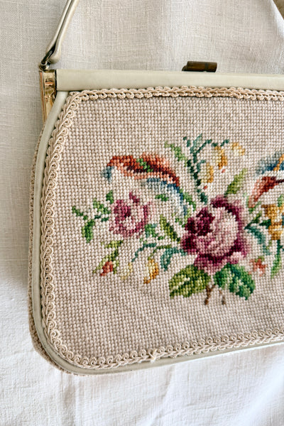 Vintage 1950s Needlepoint Tapestry Purse Bga
