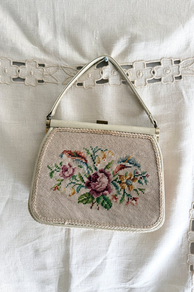 Vintage 1950s Needlepoint Tapestry Purse Bga