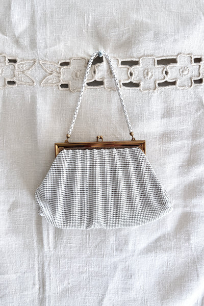 Vintage Whiting & Davis White Metal Mesh Purse