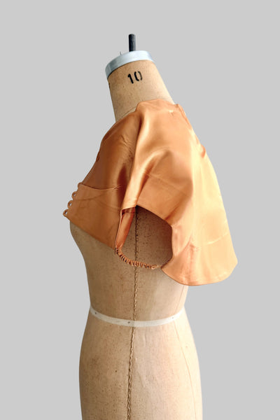 Vintage 1940s Champagne Gold Satin Bolero Shrug