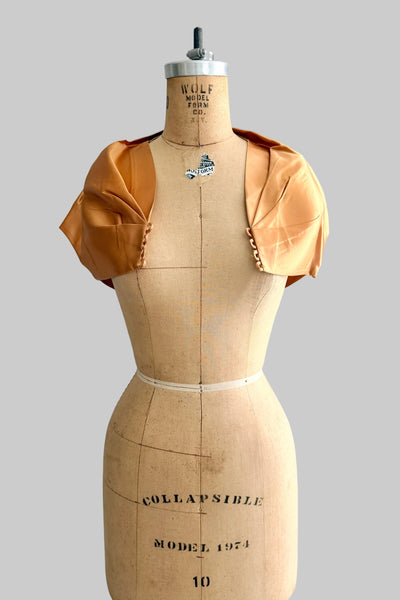 Vintage 1940s Champagne Gold Satin Bolero Shrug
