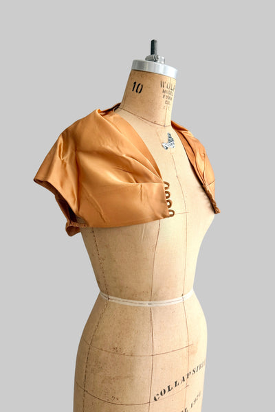 Vintage 1940s Champagne Gold Satin Bolero Shrug