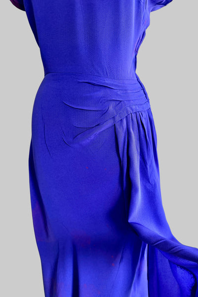 Vintage 1940s Blurple Long  Gown