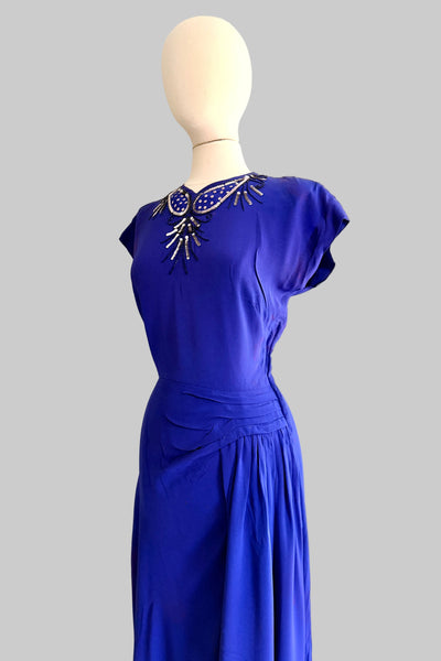 Vintage 1940s Blurple Long  Gown