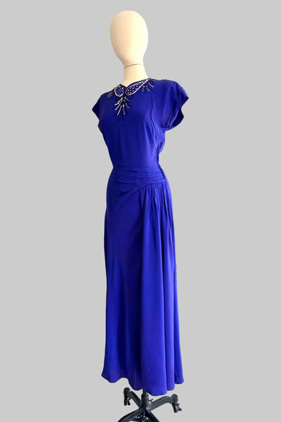 Vintage 1940s Blurple Long  Gown