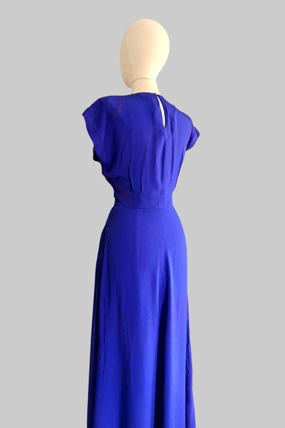 Vintage 1940s Blurple Long  Gown