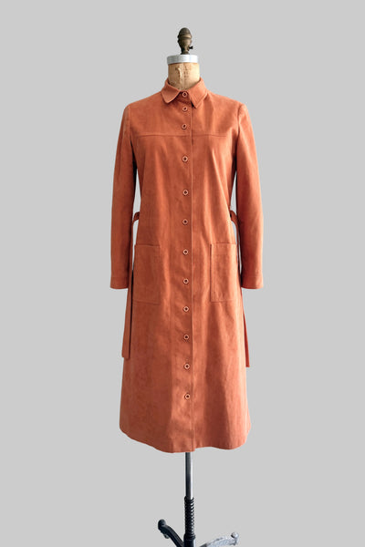 Vintage 1970s Apricot Ultrasuede Shirt Dress