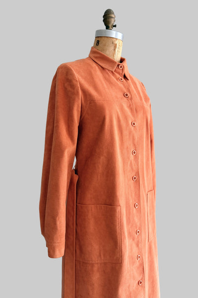 Vintage 1970s Apricot Ultrasuede Shirt Dress