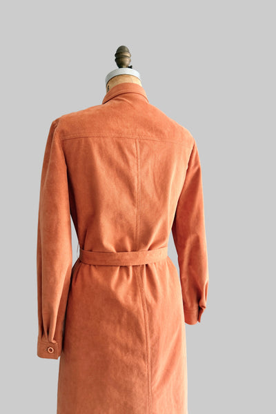 Vintage 1970s Apricot Ultrasuede Shirt Dress