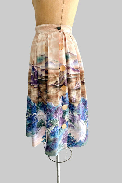 Vintage 1960s Scenic Print Skirt