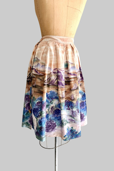 Vintage 1960s Scenic Print Skirt