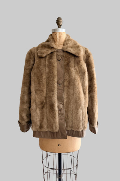Vintage 1970s Faux Mink Leather Jacket