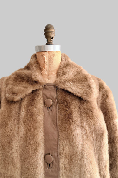 Vintage 1970s Faux Mink Leather Jacket