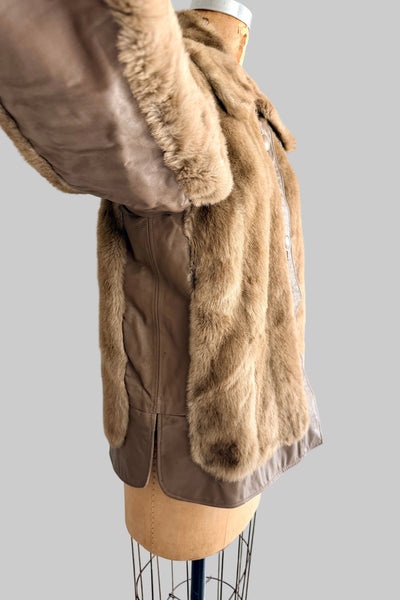 Vintage 1970s Faux Mink Leather Jacket