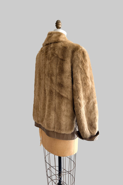Vintage 1970s Faux Mink Leather Jacket
