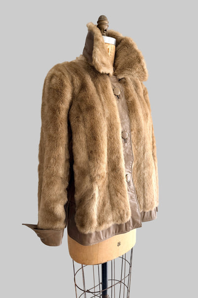 Vintage 1970s Faux Mink Leather Jacket