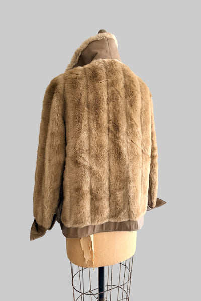 Vintage 1970s Faux Mink Leather Jacket
