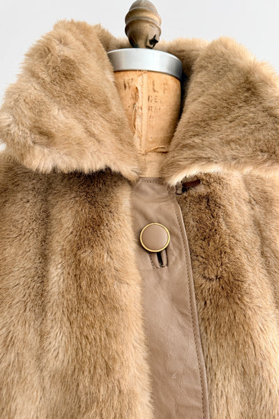 Vintage 1970s Faux Mink Leather Jacket