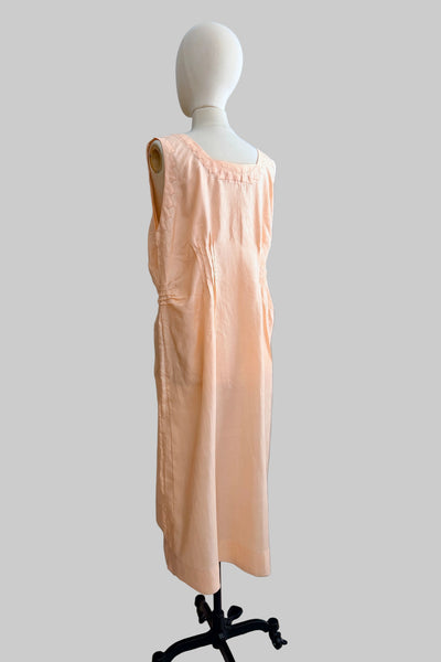 1920s The White House Peach Silk Nightgown L / XL