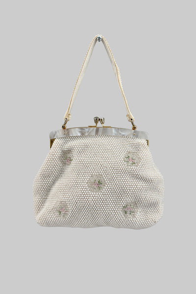 Vintage 1960s Floral Beaded Purse