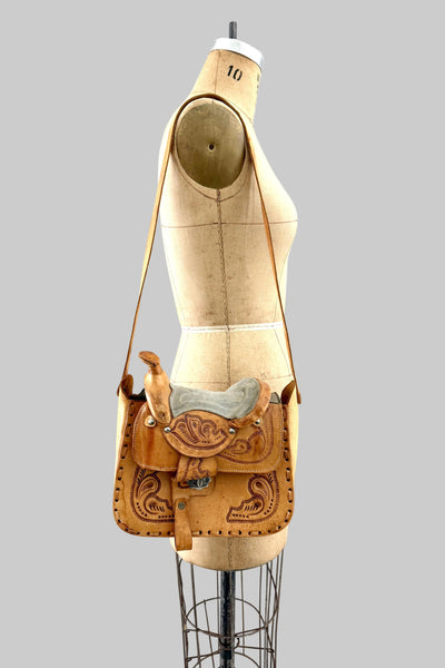 Vintage Tooled Saddle Bag