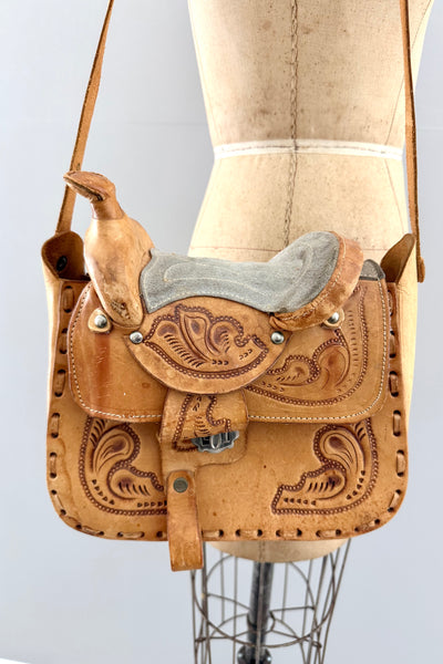 Vintage Tooled Saddle Bag