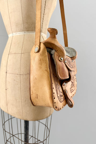 Vintage Tooled Saddle Bag