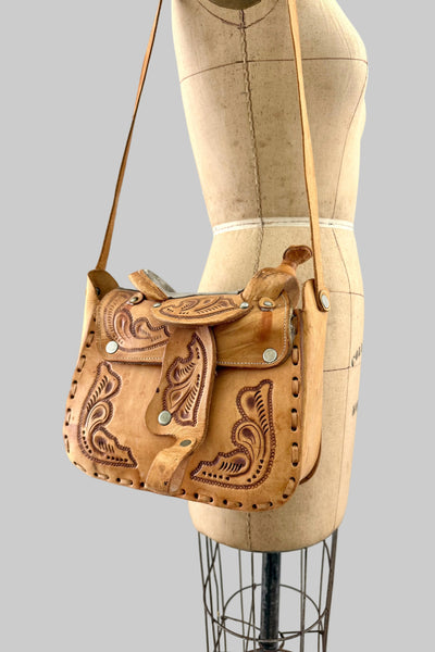 Vintage Tooled Saddle Bag