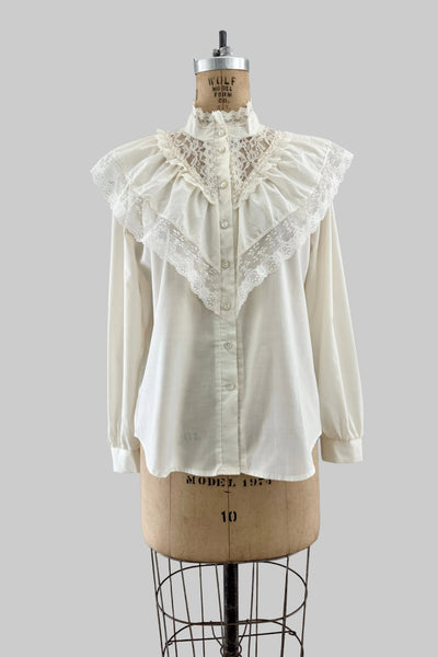 70s Lace Ruffle Top