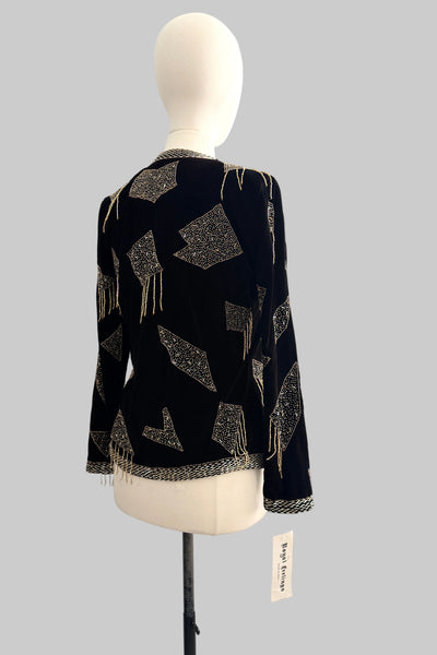 Vintage 90s Black Velvet Beaded Jacket