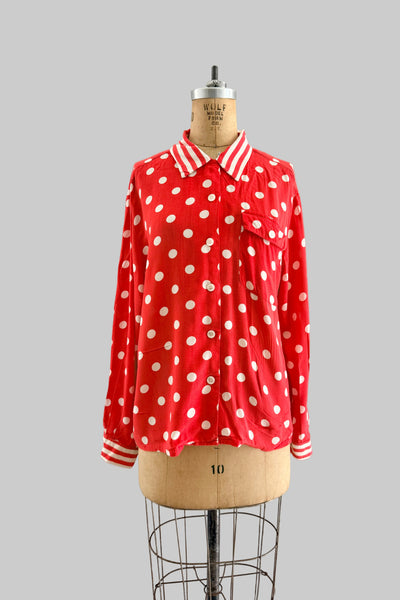 SPRING CLEANING - 90s Polka Dot Top