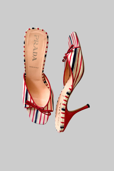 PRADA Striped Heels 39
