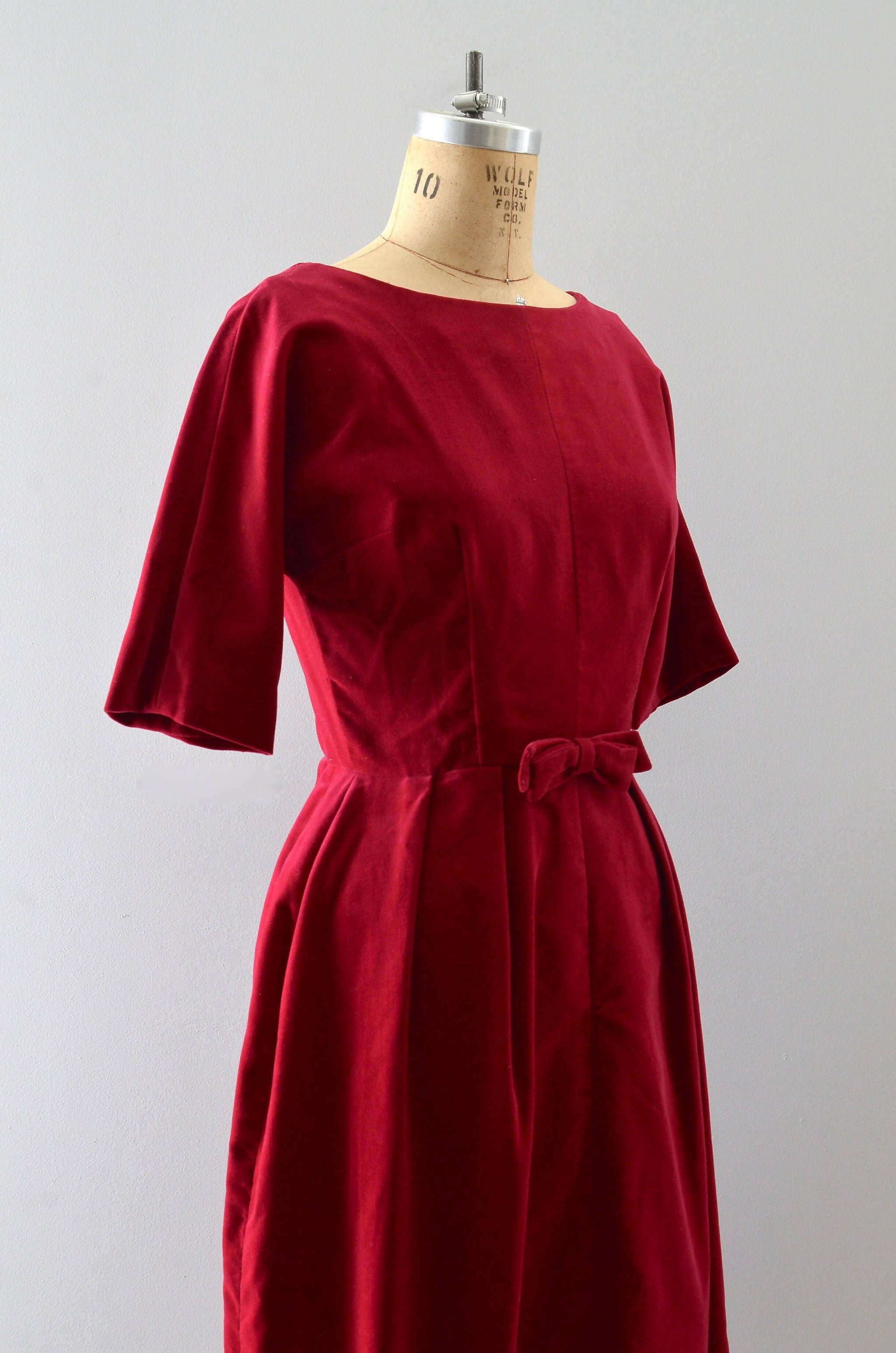 vintage red velvet dress Vintage Red Velvet Evening Dress, XS, Sweetheart Neckline