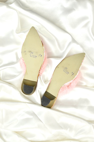 Vintage 60's Pink Feather Boudior Slipper Mule