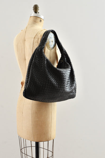 Bottega Veneta Large Intrecciato Veneta Hobo Black Bag