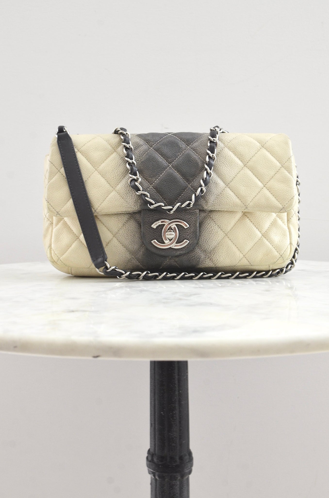 CHANEL, Bags, Ombre Quilted Caviar Jumbo Single Flap Bag