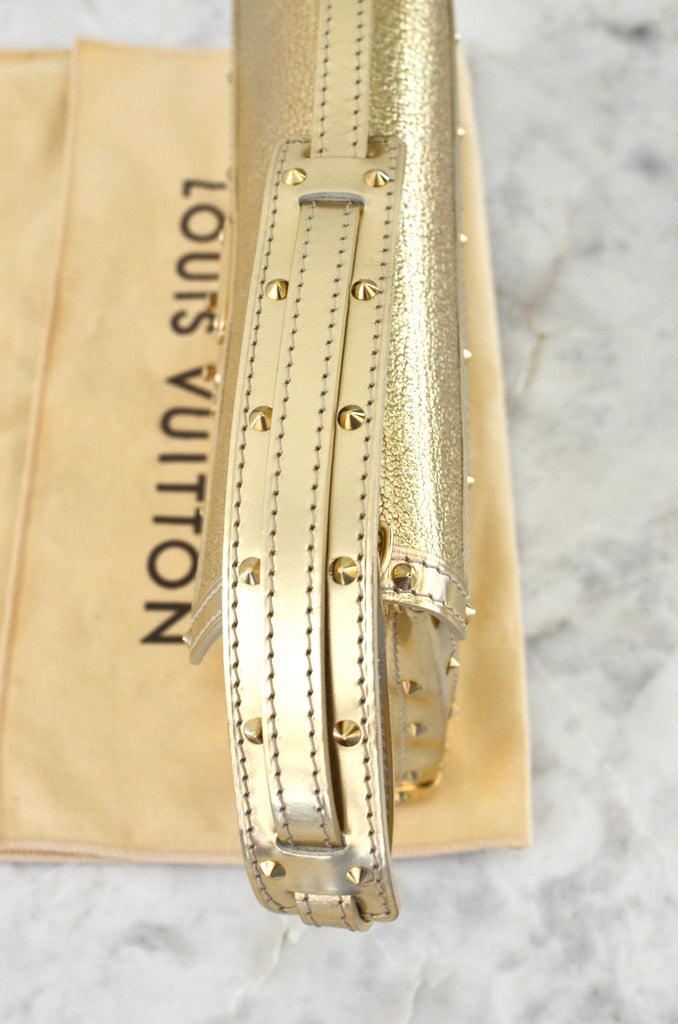 Louis Vuitton, Jewelry, Louis Vuitton Suhali White Leather Bracelet Cuff  Gold Slock