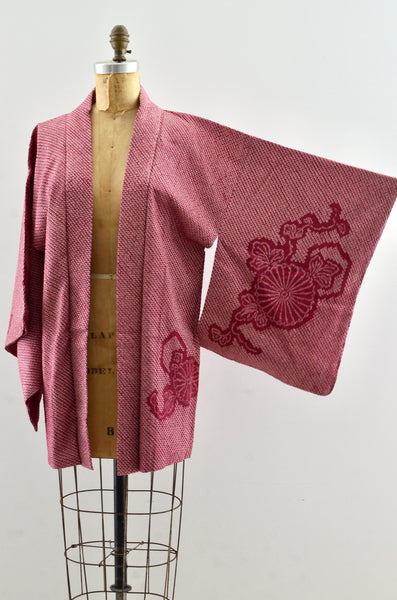 Vintage Blossom Shibori Haori Kimono
