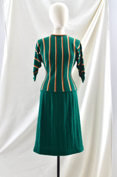 Vintage 1940's Forest Green Knit Set